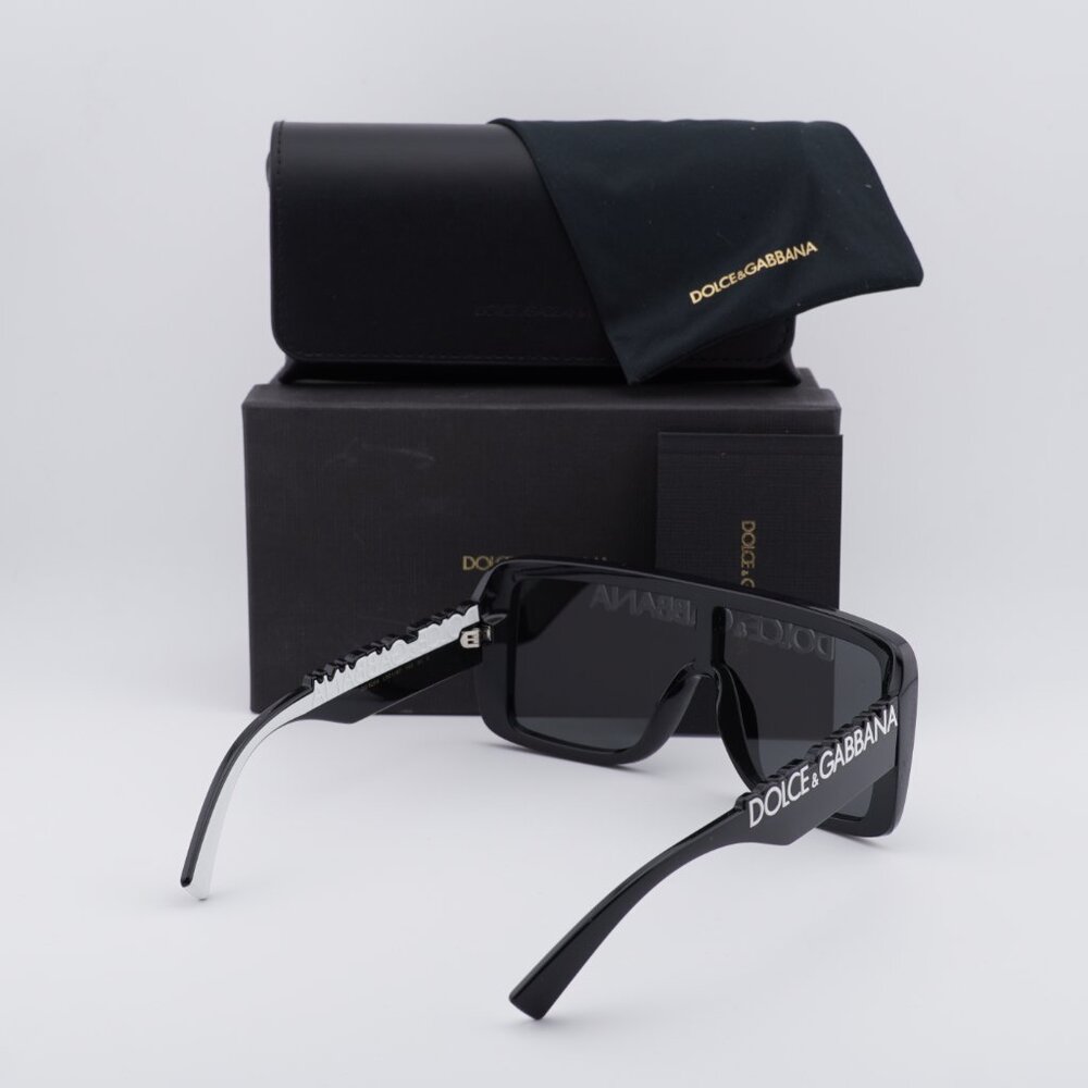 Dolce & Gabbana DG6204 L50187 Shield Sunglasses - Shiny Black/Grey - Picture 3 of 8
